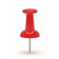 A single red push pin with a silver needle on a plain white background for isolation Royalty Free Stock Photo