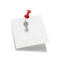 Single red pushpin securing a white note Royalty Free Stock Photo