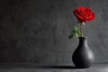 Elegant Red Rose in Black Vase Royalty Free Stock Photo