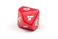 A single red ten-sided die Royalty Free Stock Photo
