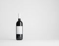 Single red wine bottle mockup. Royalty Free Stock Photo