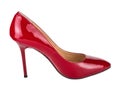 Single red woman shoe isolated on white Royalty Free Stock Photo