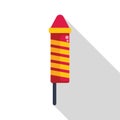 Single red and yellow firework rocket celebrating a festive occasion Royalty Free Stock Photo