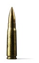 Single rifle bullet on white background Royalty Free Stock Photo