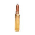 Single rifle bullet on white surface Royalty Free Stock Photo