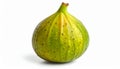 Single Green Fig with Brown Spots and Water Droplets on a White Background Royalty Free Stock Photo