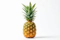 A single ripe pineapple on a plain white background, a vibrant symbol of tropical delights and summertime refreshment. Generative Royalty Free Stock Photo