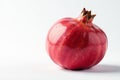 A single, ripe pomegranate fruit on a plain white background, ready for consumption or culinary use. Generative AI Royalty Free Stock Photo