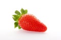 Single ripe red strawberry close up on white Royalty Free Stock Photo