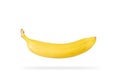 A single ripe yellow banana isolated on a white background with light shadow. Royalty Free Stock Photo