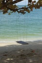 the single rope bench swing by the beach. Royalty Free Stock Photo