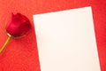 Single Rose with a Blank Page for Writing a Love Note Royalty Free Stock Photo