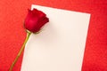 Single Rose with a Blank Page for Writing a Love Note Royalty Free Stock Photo