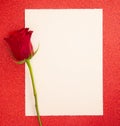 Single Rose with a Blank Page for Writing a Love Note Royalty Free Stock Photo