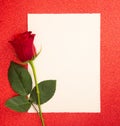 Single Rose with a Blank Page for Writing a Love Note Royalty Free Stock Photo