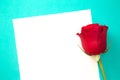 Single Rose with a Blank Page for Writing a Love Note Royalty Free Stock Photo