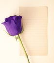 Single Rose with a Blank Page for Writing a Love Note Royalty Free Stock Photo