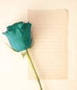 Single Rose with a Blank Page for Writing a Love Note Royalty Free Stock Photo