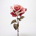 Single Rose Portrait: Light Pink And Dark Bronze On White Background Royalty Free Stock Photo