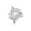 Single Rose Sketch - Black and White Royalty Free Stock Photo