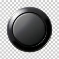Round black glossy web button top view isolated on transparent background round button black button Royalty Free Stock Photo