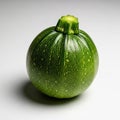 Round Green Zucchini Squash with Textured Skin and Stalk on White Background vegetable Royalty Free Stock Photo