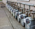 Single Row of gas meters Royalty Free Stock Photo