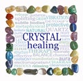 Crystal healing word cloud wall art Royalty Free Stock Photo