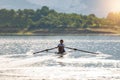 Single rower at sunrise Royalty Free Stock Photo