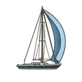 single sail yacht boat sketch vector illustration