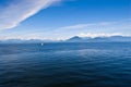 Single sailboat on open ocean Royalty Free Stock Photo