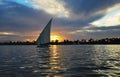Single sailboat on the Sunset