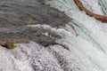 Single Salmon Jumping Over the Brooks Falls at Katmai National Park, Alaska Royalty Free Stock Photo