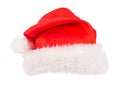 Single Santa Claus red hat isolated on white Royalty Free Stock Photo