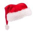 Single Santa Claus red hat isolated on white Royalty Free Stock Photo