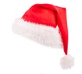 Single Santa Claus red hat isolated on white Royalty Free Stock Photo