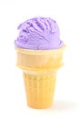 Single Scoop Purple Ice Cream in a Cone