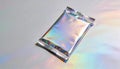 Shiny holographic foil wrapper with rainbow reflections on a light background Royalty Free Stock Photo
