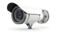 Modern security camera isolated on white background. Close-up view of surveillance technology. Ideal for safety and