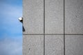 Single security camera mounted on a ventilated marble wall Royalty Free Stock Photo