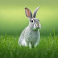 Sedate easter Champagne dArgent rabbit portrait full body sitting in green field Royalty Free Stock Photo