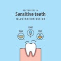 Single Sensitive teeth illustration vector on blue background. D