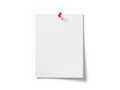 Single sheet of paper held by a red pushpin Royalty Free Stock Photo