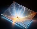 A single sheet of translucent paper illuminated from behind, creating a glowing effect and showing its fibers