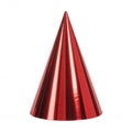 Shiny Red Cone Shaped Party Hat Isolated on Black Background image Royalty Free Stock Photo