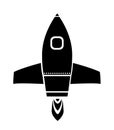 Single silhouette space rocket ship, isolated on white Royalty Free Stock Photo