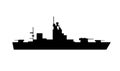 Single of silhouettes of warships for design and