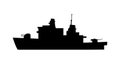 Single of silhouettes of warships for design and