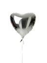 Single silver big heart metallic balloon for birthday isolated