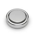 Silver Button Cell Battery on a White Background coin cell power Royalty Free Stock Photo